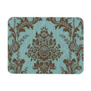 Aqua Sienna Damask Magnet