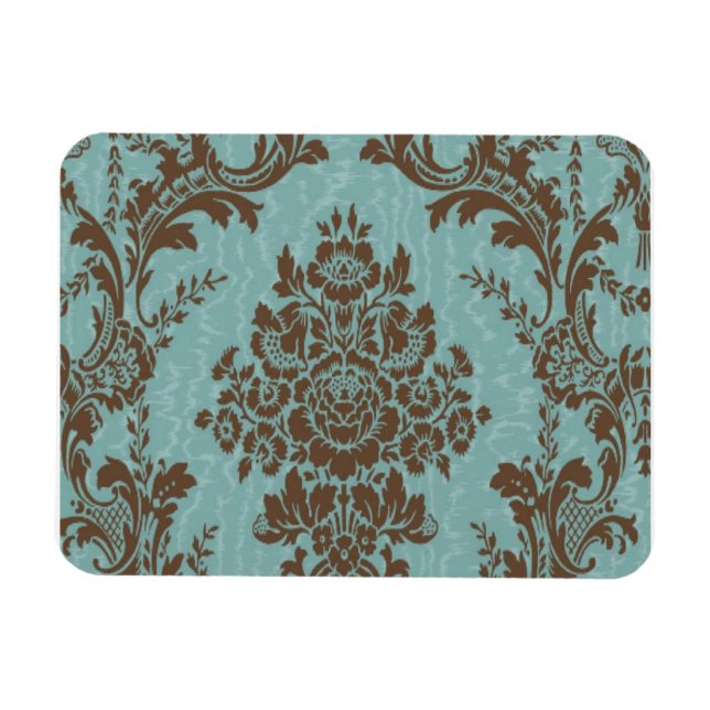 Aqua Sienna Damask Magnet (Horizontal)