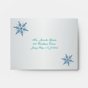 Aqua, Silver, Blue Snowflake A2 for RSVP Card Envelopes