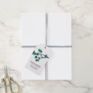Aqua Simple Cherry Blossoms Gift Tags