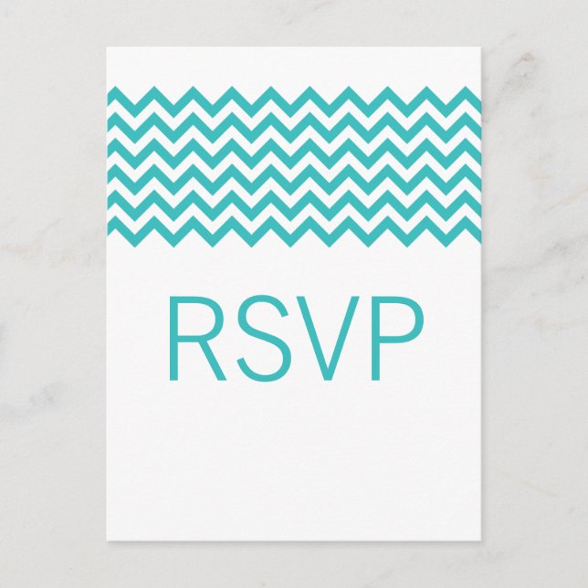 Aqua Simple Chevron RSVP Postcard (Front)