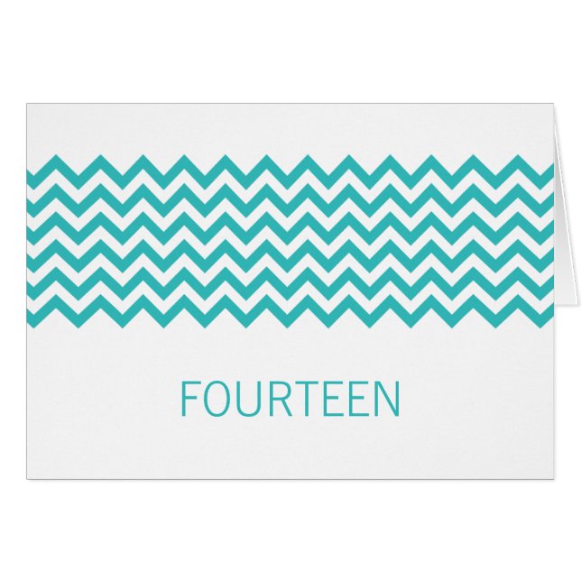 Aqua Simple Chevron Table Number Card (Front Horizontal)