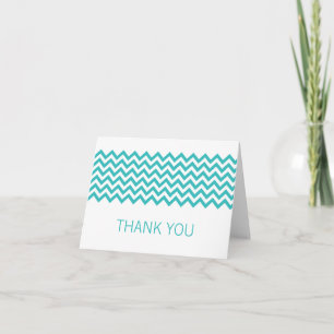 Aqua Simple Chevron Thank You Card