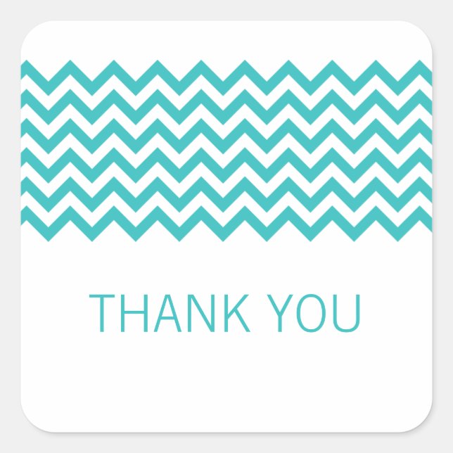 Aqua Simple Chevron Thank You Stickers (Front)