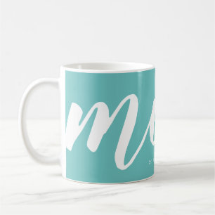 Aqua Simple Typography Mom EST. Mug