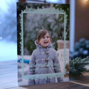Aqua Snowflake Frame Holiday Photo