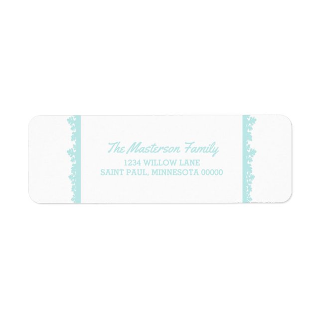 Aqua Snowflake Frame Holiday Return Address Label (Front)