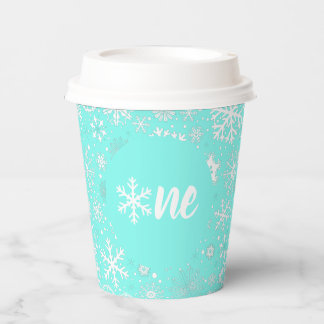 Aqua Snowflake ONE Paper Cup