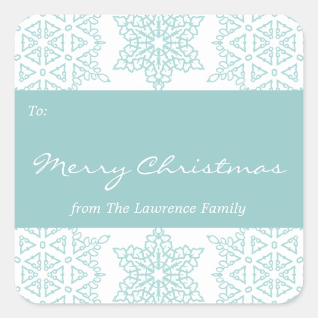 Aqua Snowflakes Christmas Holiday Gift Tag (Front)