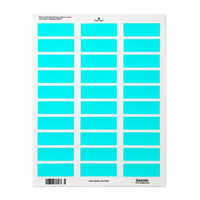Aqua (solid colour) return address label (Full Sheet)