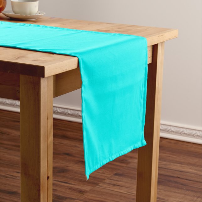 Aqua (solid colour) short table runner (In Situ)
