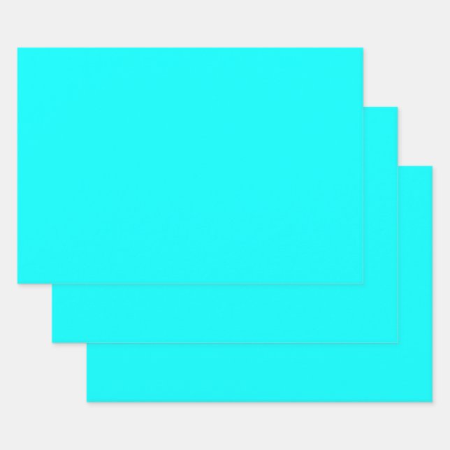 Aqua (solid colour) wrapping paper sheet (Set)