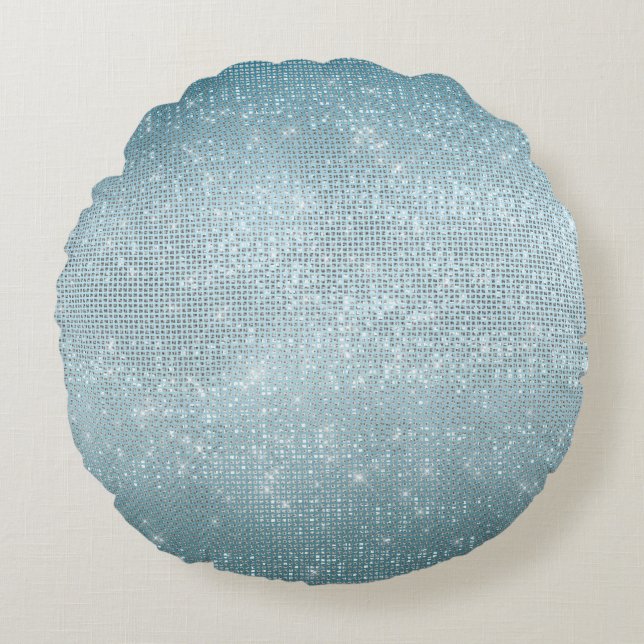Aqua Sparkle Round Cushion (Front)
