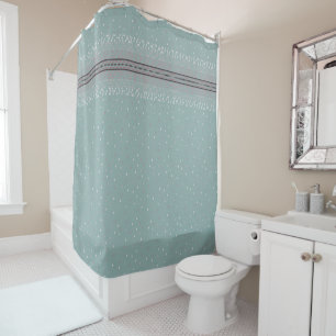 Aqua Speckled Border Shower Curtain