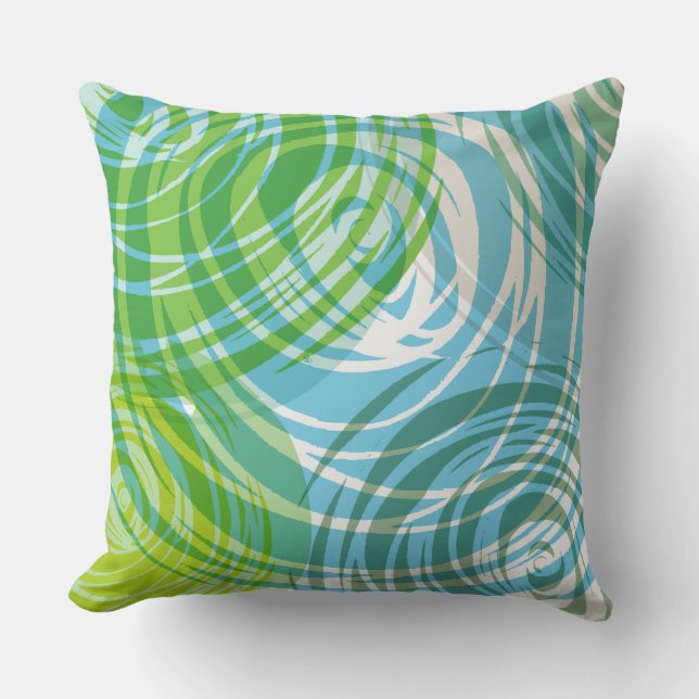AQUA SPIRAL DESIGN Retro Throw Pillow (Front)