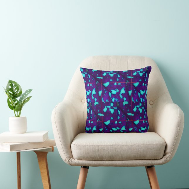 Aqua Splotches on Deep Purple Cushion (Chair)