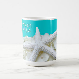 Aqua Starfish Floral Beach House Personalised Mug