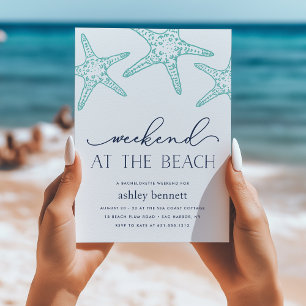 Aqua Starfish   Weekend at the Beach Invitation