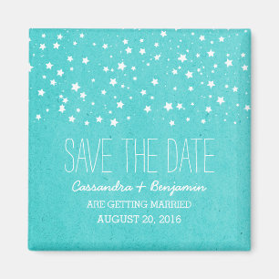 Aqua Starry Night Save the Date Magnet