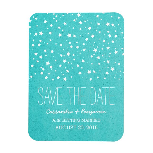 Aqua Starry Night Save the Date Premium Magnet (Vertical)