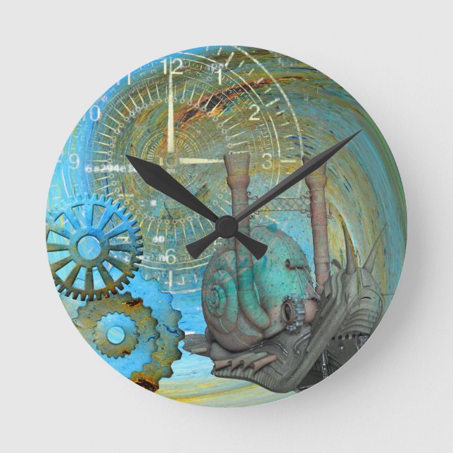 Aqua Steam Snail Traveler Round Clock (Front)