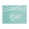 Aqua String Lights Wedding RSVP Postcard