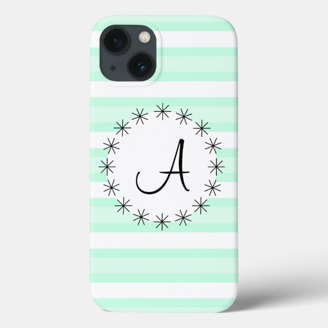 Aqua Stripe 'Monogram' iPad case (Back)