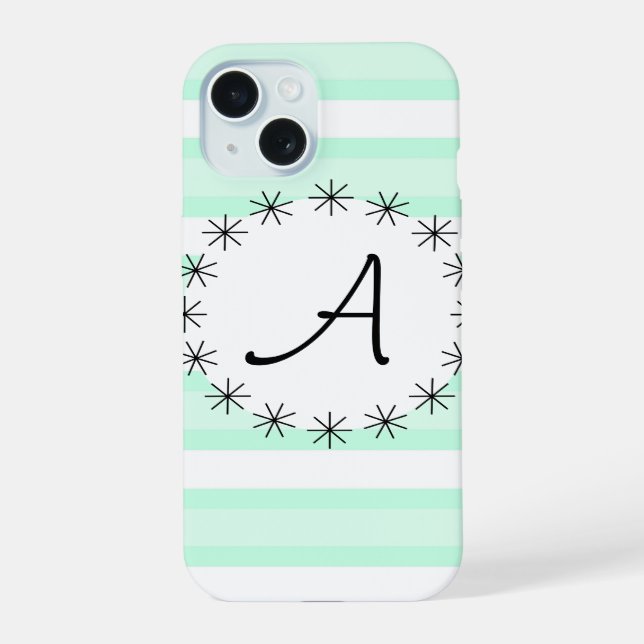 Aqua Stripe 'Monogram' iPhone case (Back)