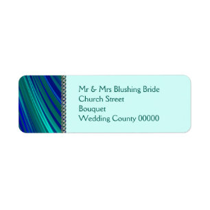 Aqua stripe, silver chain return address label