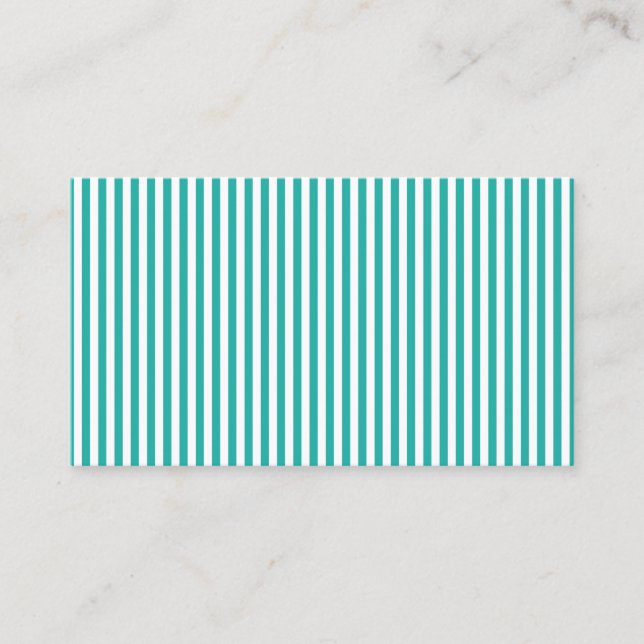 aqua striped business card (Front)
