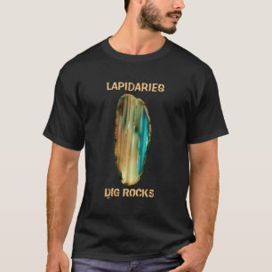 *~* Aqua STRIPED LAPIDARIES DIG ROCKS Agate Slab T-Shirt