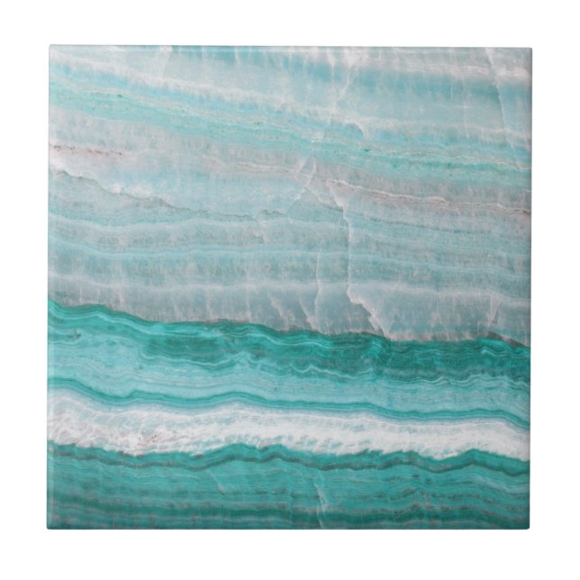 Aqua Striped Quartz Crystal Ceramic Tile (Front)