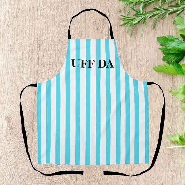 Aqua Striped Uff Da All-Over Print Apron (Creator Uploaded)