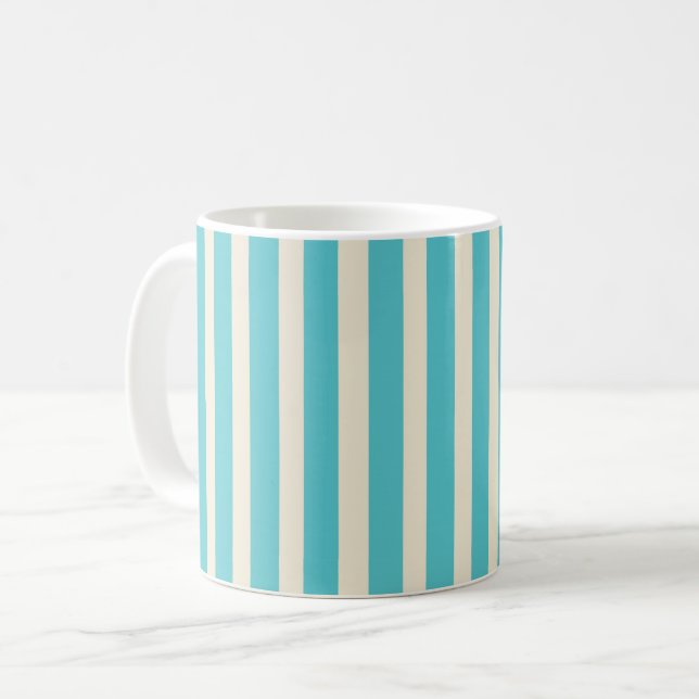 Aqua Stripes Coffee Mug (Front Left)