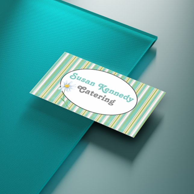Aqua Stripes & Oval Business Card (Creator Uploaded)