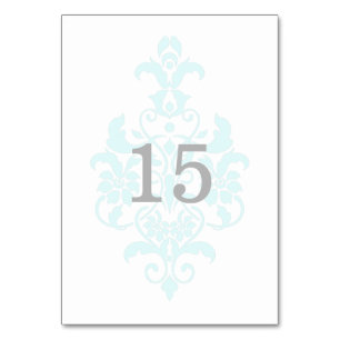 Aqua Subtle Damask Table Card