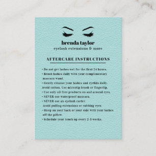 AQUA Suede Eyelash Browbar Aftercare Instructions Business Card