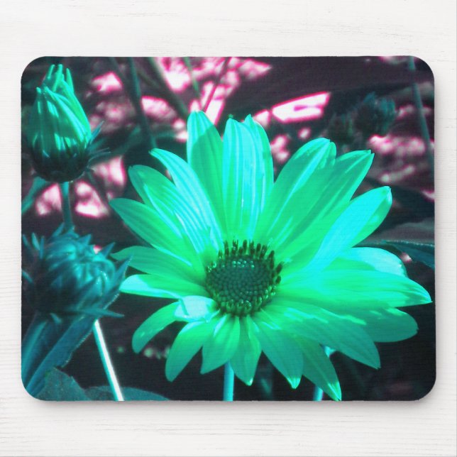 Aqua Sunflower Mouse Pad (Front)