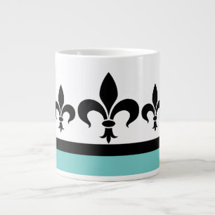 Aqua Swanky Fleur De Lis Jumbo Mug