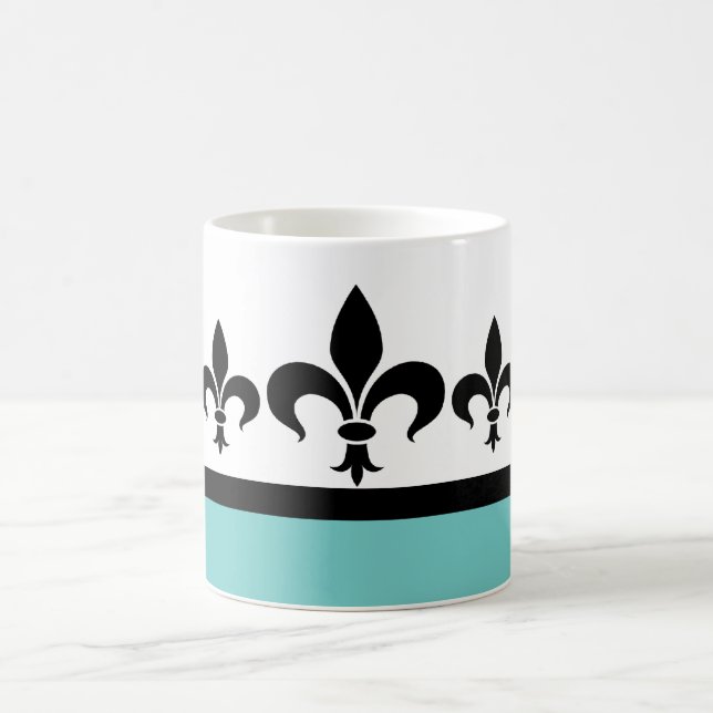 Aqua Swanky Fleur De Lis Mug (Center)