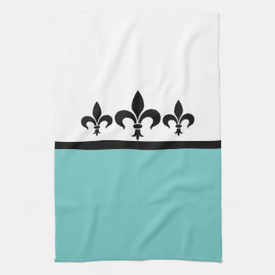 Aqua Swanky Fleur De Lis Towel