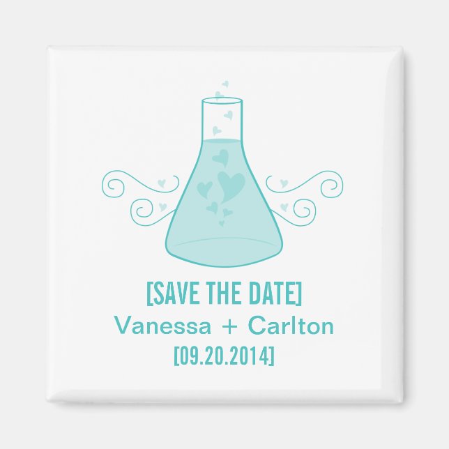 Aqua Sweet Chemistry Save the Date Magnet (Front)