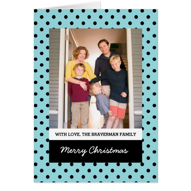 Aqua Sweet Polka Dot Holiday Photo Greeting Card (Front)