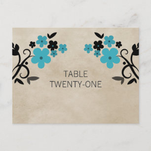 Aqua Sweet Vintage Floral Table Number Postcard