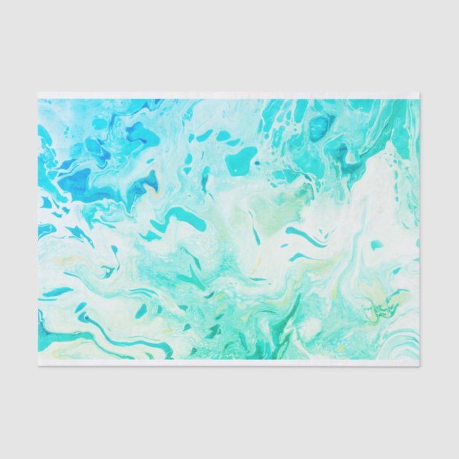 Aqua Swirls Shades of Blue Green Tissue Paper (Front)