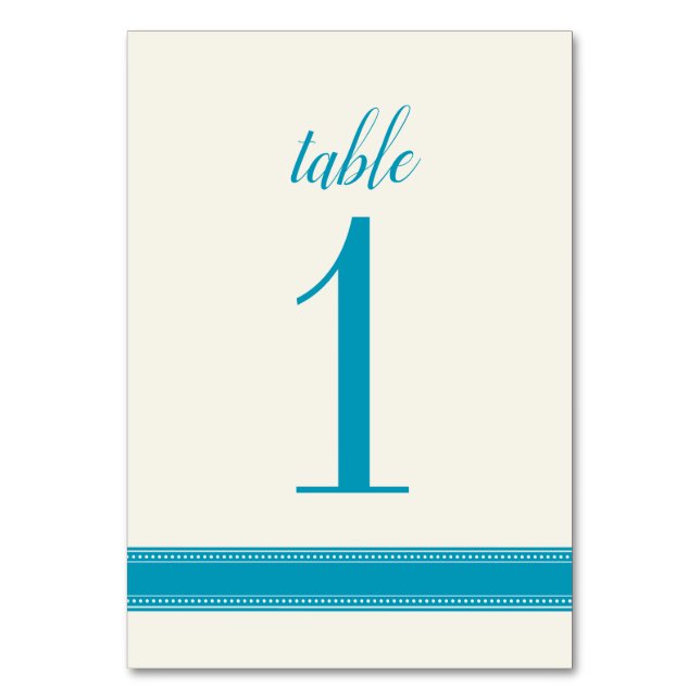 Aqua Table Number, Caroline Wedding Table Sign Table Number (Front)