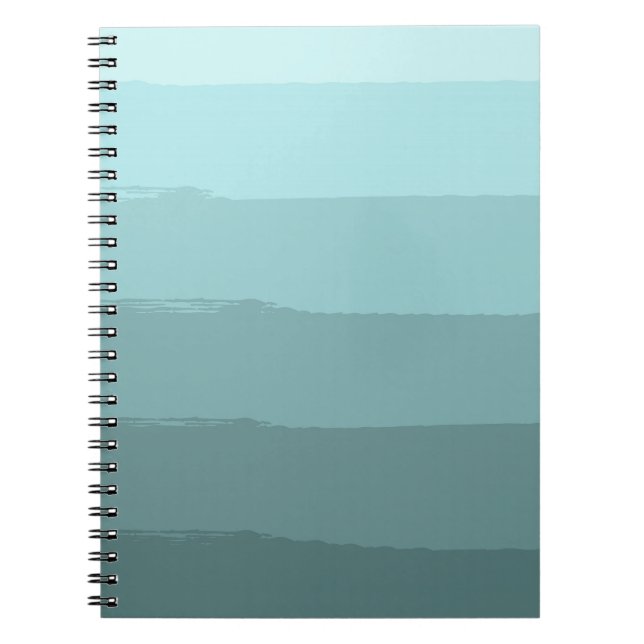 Aqua Teal Abstract Stripes Notebook (Front)