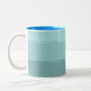 Aqua Teal Abstract Stripes Two-Tone Coffee Mug
