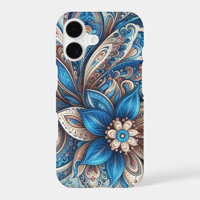 Aqua Teal Azure Blue Beige Paisley Art Pattern (Back)
