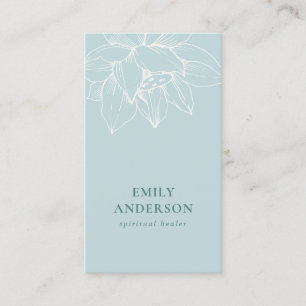AQUA TEAL BLUE LOTUS SIMPLE REIKI SPIRITUAL HEAL BUSINESS CARD